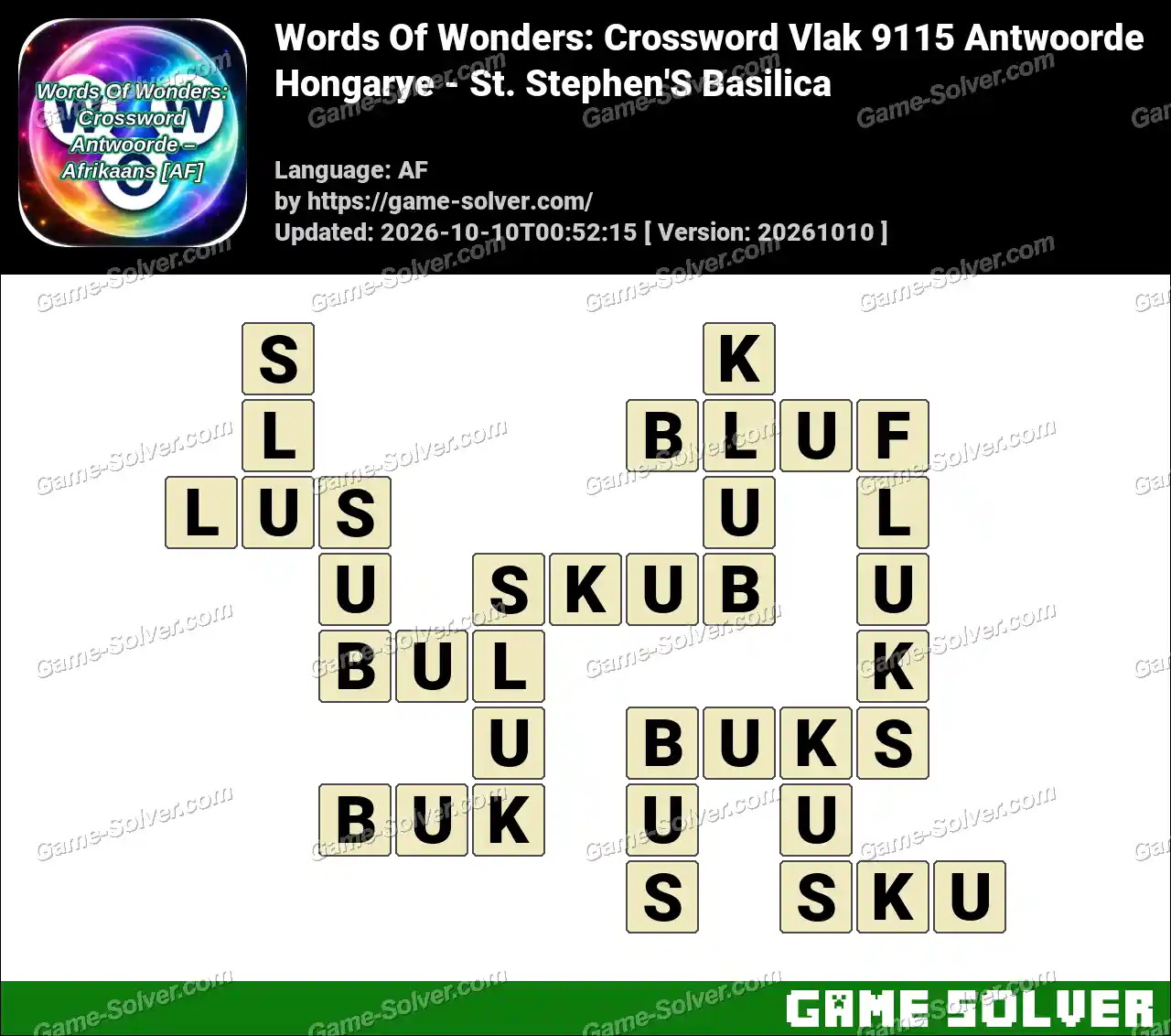 Words Of Wonders: Crossword Vlak 9115 Antwoorde – Hongarye – St. Stephen’S Basilica